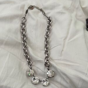 Sabika Silver Chain Necklace with Crystal Accents